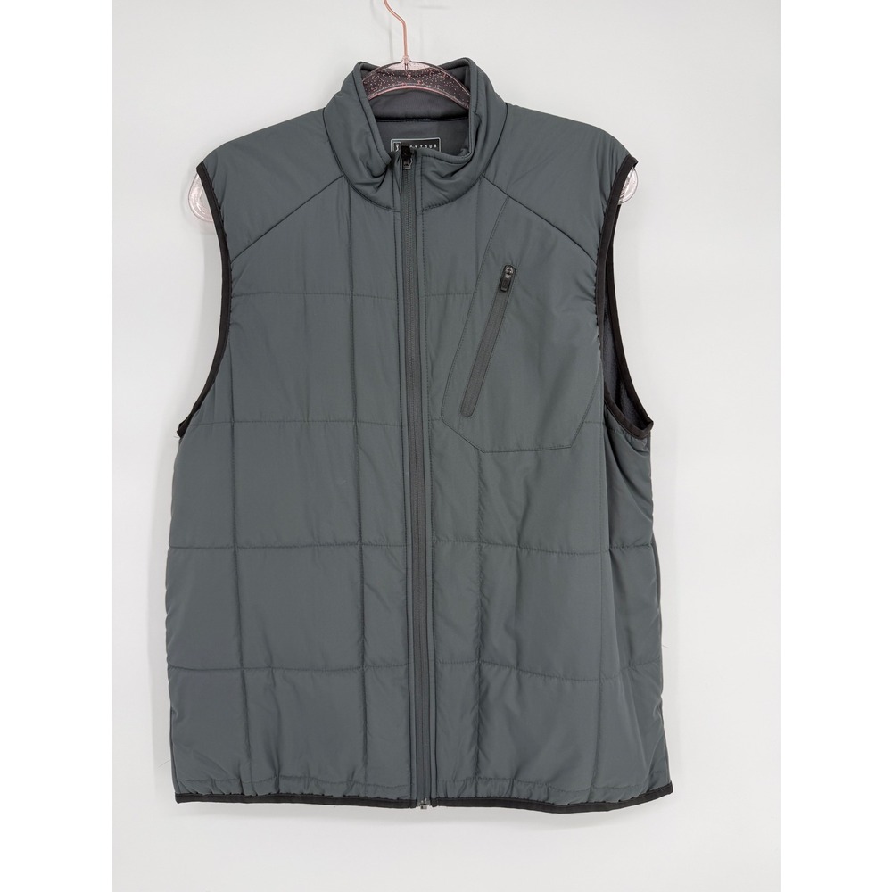 PGA Tour Mens Quilted Full Zip Golf Vest Gray Mock Neck Sz M